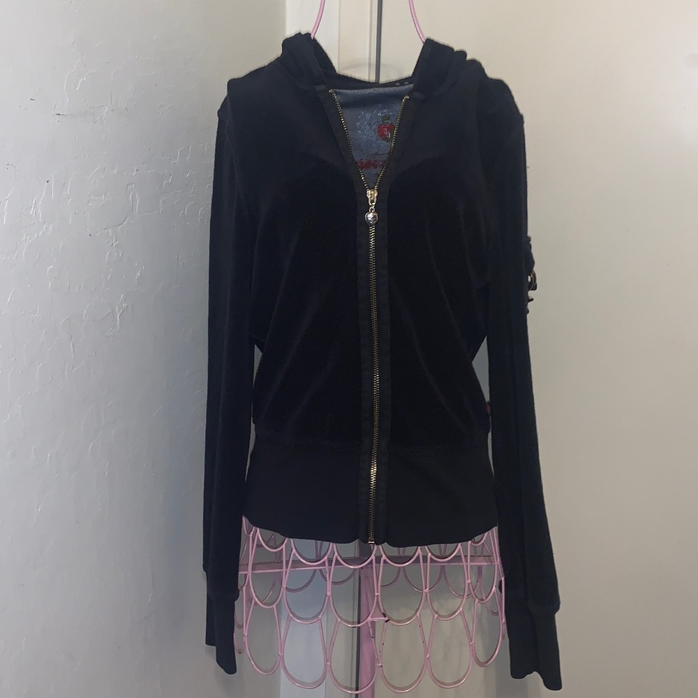 ❤️Y2K Twisted Heart Black L/S Terry-hooded sweatshirt- Medium